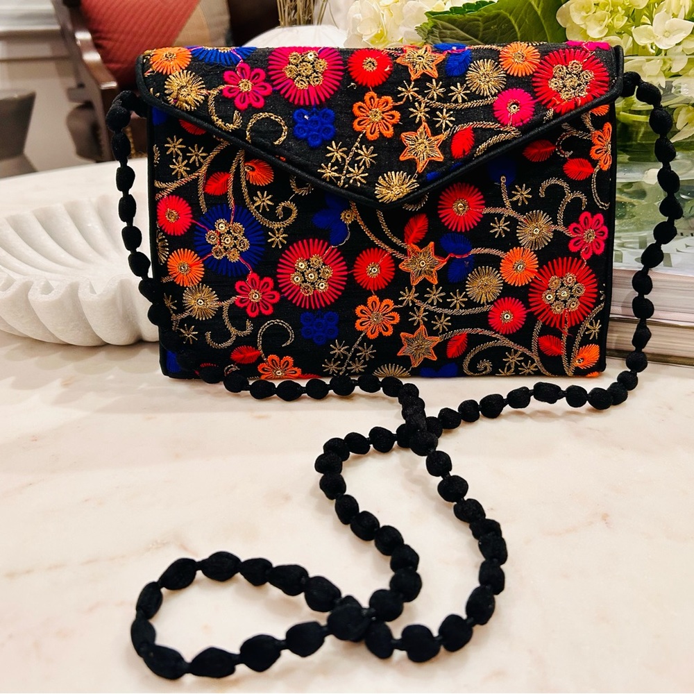 Embroidered Clutch & Crossbody - New, Ultra Lightweight! Vibrant Statement Piece